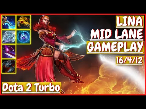 Lina 16/4/12 [MID LANE] [Gameplay DOTA 2 Turbo] 7.32