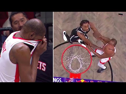 Kevin Durant Gets Hit in the Face by Danny Wolf’s Brick 😬