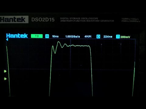 Осциллограф Hantek 2D15, меандр 10МГц, коаксиал 50 Ом. Выбросы2.