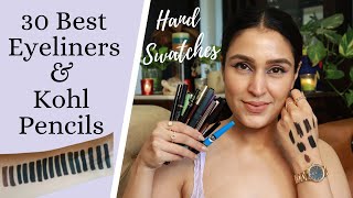 30 BEST BLACK MATTE EYELINERS &amp; KOHL PENCILS | With Hand Swatches | Chetali Chadha