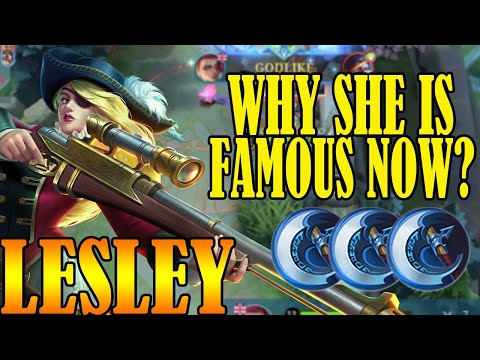 BRUTAL DAMAGE LESLEY ONE SHOT ONE KILL | SECRET BUILD ON BUFFED LESLEY | INPLAY MOBILE LEGENDS