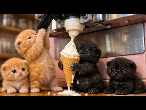 Ginger Mama Cat Joins Papa Cat’s Weekend Ice Cream Job 😹🍨 — Newborn Kittens Ruin Everything