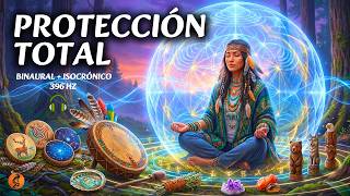 TAMBOR CHAMÁNICO BINAURAL + ISOCRÓNICO · Protección Energética · Theta 4Hz · 396Hz 🛡️⚡