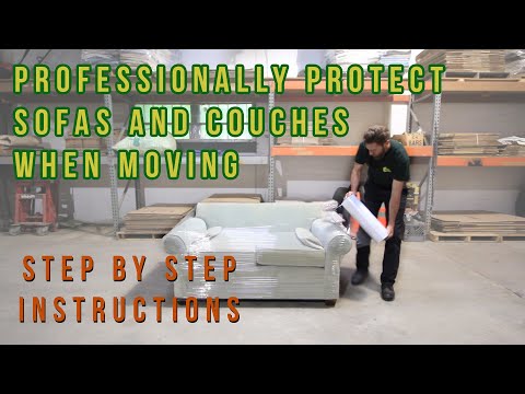 Part of a video titled How to Professionally Protect Sofas and Couches When Moving