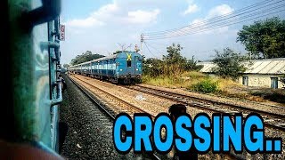preview picture of video 'Koyna Express Crossing with Mysore Ajmer Express | WDP4 | Wathar station | WDM3D'