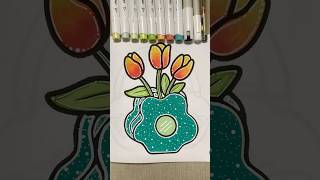 ASMR Flower Vase Coloring Page 🌷 #asmrcoloring #asmr #coloringbook #coloringpages #ohuhumarkers #art