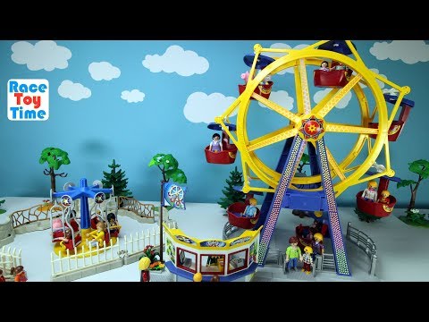 Playmobil Amusement Park Fun Toys Ferris Wheel and Kids Carousel Playset Build and Play