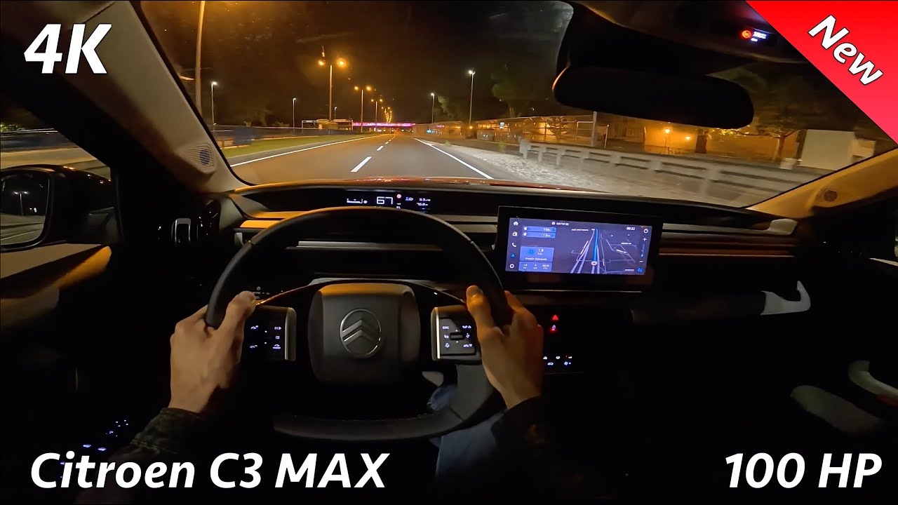 Citroën C3 2025 Night POV driving Review (1.2 PureTech 100 HP, 6-speed) Consumption