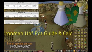 [OSRS] Ironman Efficient Herblore Unf Potion Calculations
