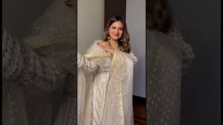 Off-White Chiffon Angrakha Suit - Video 1
