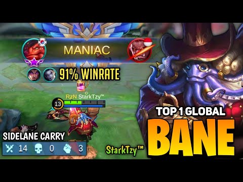 MANIAC! 91% Winrate, Bane Best Build Offlane [ Top 1 global Bane ] By StarkTzy™ - Mobile Legends