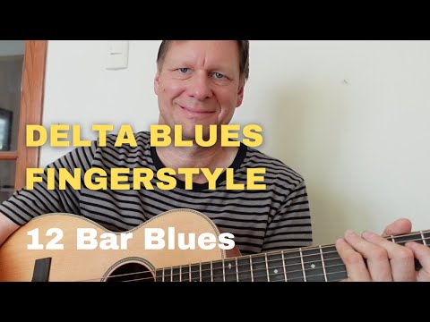 Delta Blues fingerstyle acoustic guitar lesson | Blues guitar tutorial (E)