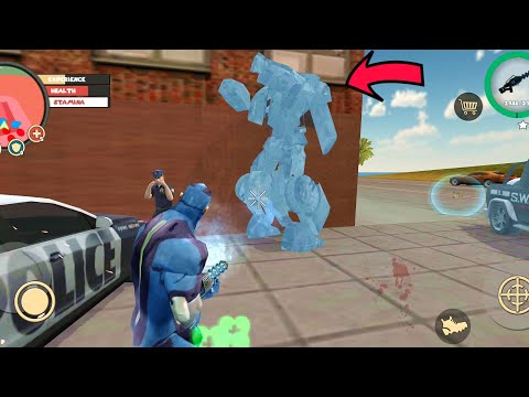 Rope Hero: Vice Town (Freeze Police Robot Car on Road) Freezer Rope Hero  - Android Gameplay HD