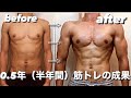 筋トレ6ヶ月（半年間）身体の変化【筋肉の変化】ビフォーアフター