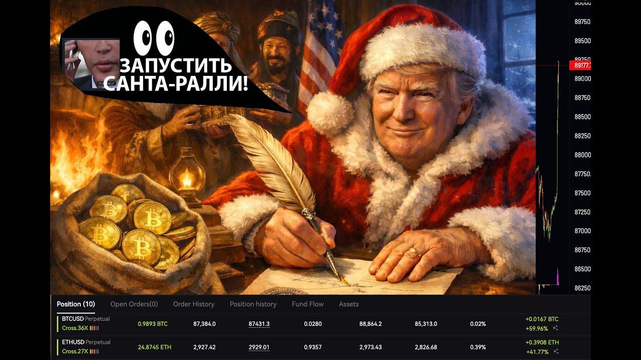 САНТА РАЛЛИ ПРОДОЛЖАЕТСЯ 🟢 КРИПТО ЛОНГ ПРЯМОЙ ЭФИРИУМ