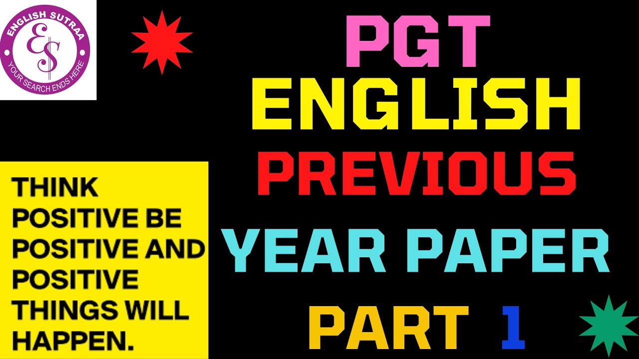 UP PGT English Previous Year Paper Mixed I Solved Previous Paper of UP PGT English I English Sutraa