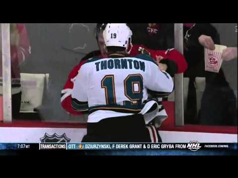 Jonathan Toews vs Joe Thornton fight Feb 15 2013 SJ Sharks vs Chicago Blackhawks NHL Hockey