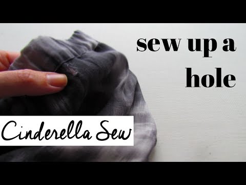 Sew up a hole - How to fix a hole in clothes - Sewing holes shut by hand no machine - Not on a seam