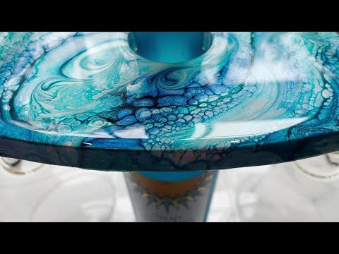 (66)BEAUTIFUL WINE CADDY- BLOOM SWIPE #SOLD   #TLP #fluidart #acrylicart #uniqueart #pouring