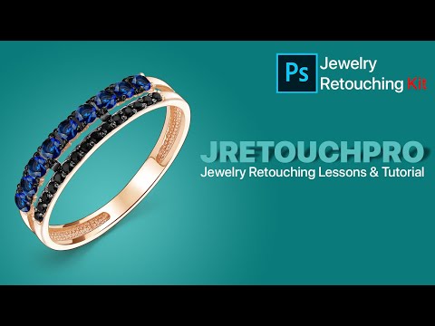 Jewelry Retouching a gold ring with cubic zirkonia and sapphire №45 & Photos for trainings