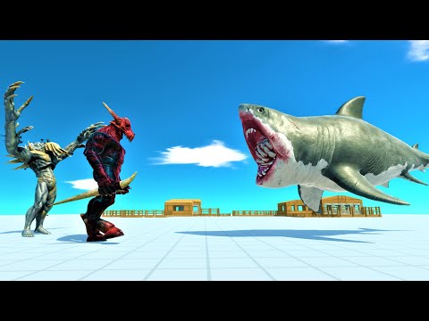 Boss and mini boss vs mutant megalodon ARBS animal revolt battle simulator