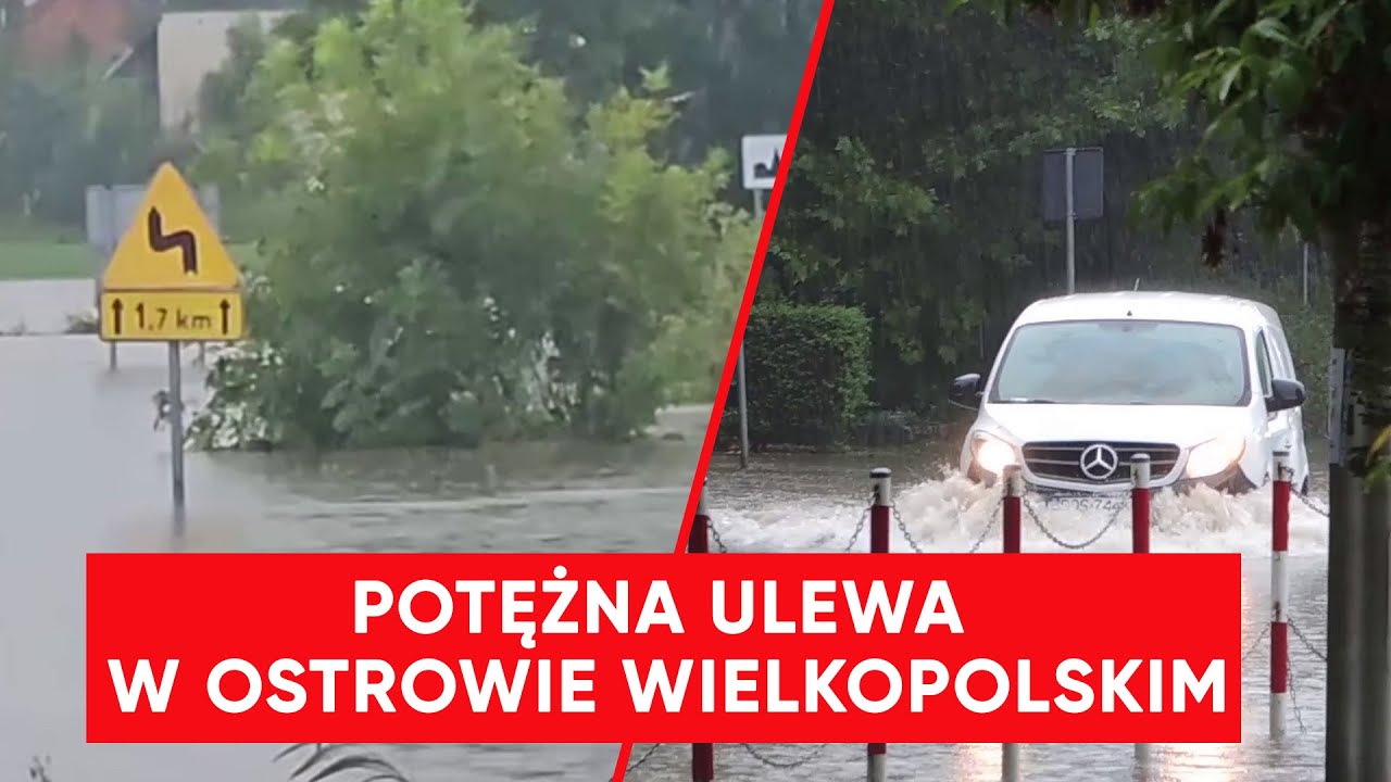 Ostrów Wielkopolski pod wodą. Potężna ulewa przeszła nad miastem