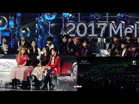 Wanna One, Red Velvet, IU reaction to BTS - Intro, DNA, YNWA, Spring Day [MMA 2017]