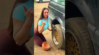 Crazy Hack to Inflate a Car Tire Using a Ball! 🤯🚘 #CarRepair