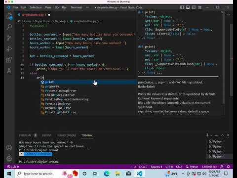 Python Conditional Execution Exercise Simpler Bottles