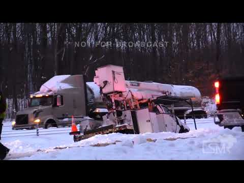 01-17-2022 Erie, PA -  Multiple Vehicle Accident Along I-90 East of Erie Closes Westbound Lanes
