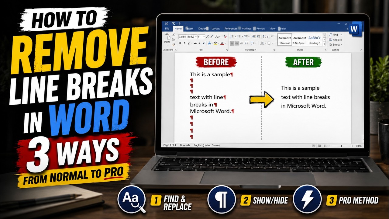 How to Remove Line Breaks in Word: 3 Ways from Normal to Pro [2026]