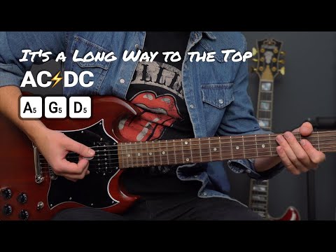 AC/DC - Long Way To The Top Guitar lesson tutorial - Easy 3 chord Rock song