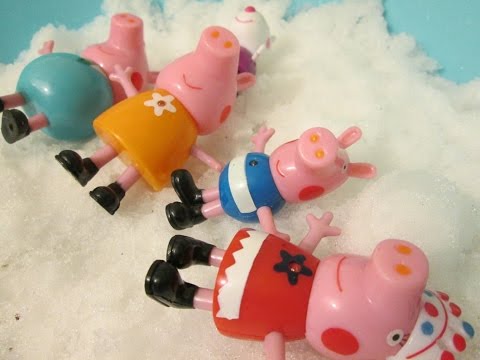 Five Little Peppa Pig Jumping on the Snow Pool - Five Little Monkeys