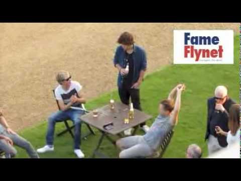 EXCLUSIVE - One Direction's Niall Horan and Harry Styles share a drink with Olly Murs