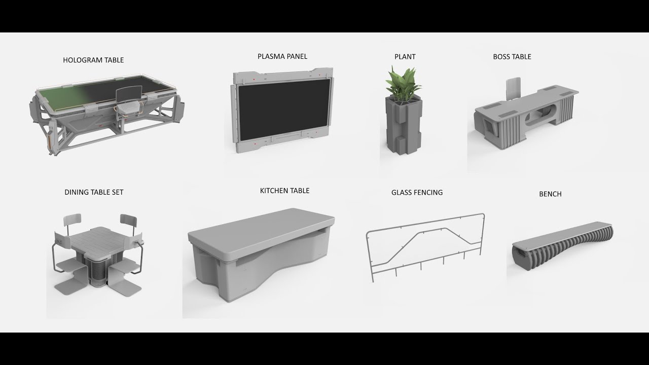 Sci-fi furniture exterior 3D Model