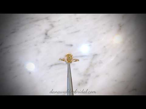 1.41ct Fancy Yellow Oval Diamond - Linza - Halo Engagement Ring