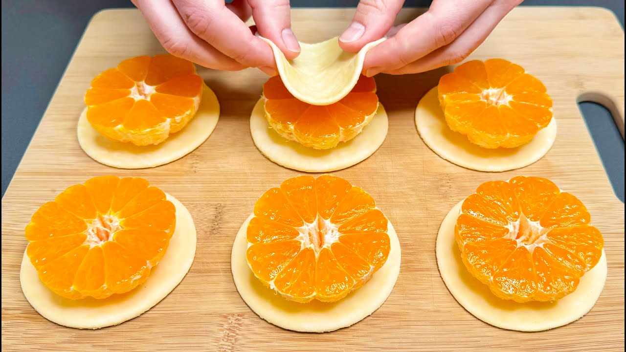 Do you have puff pastry and tangerines? Prepare this dessert in 10 minutes!