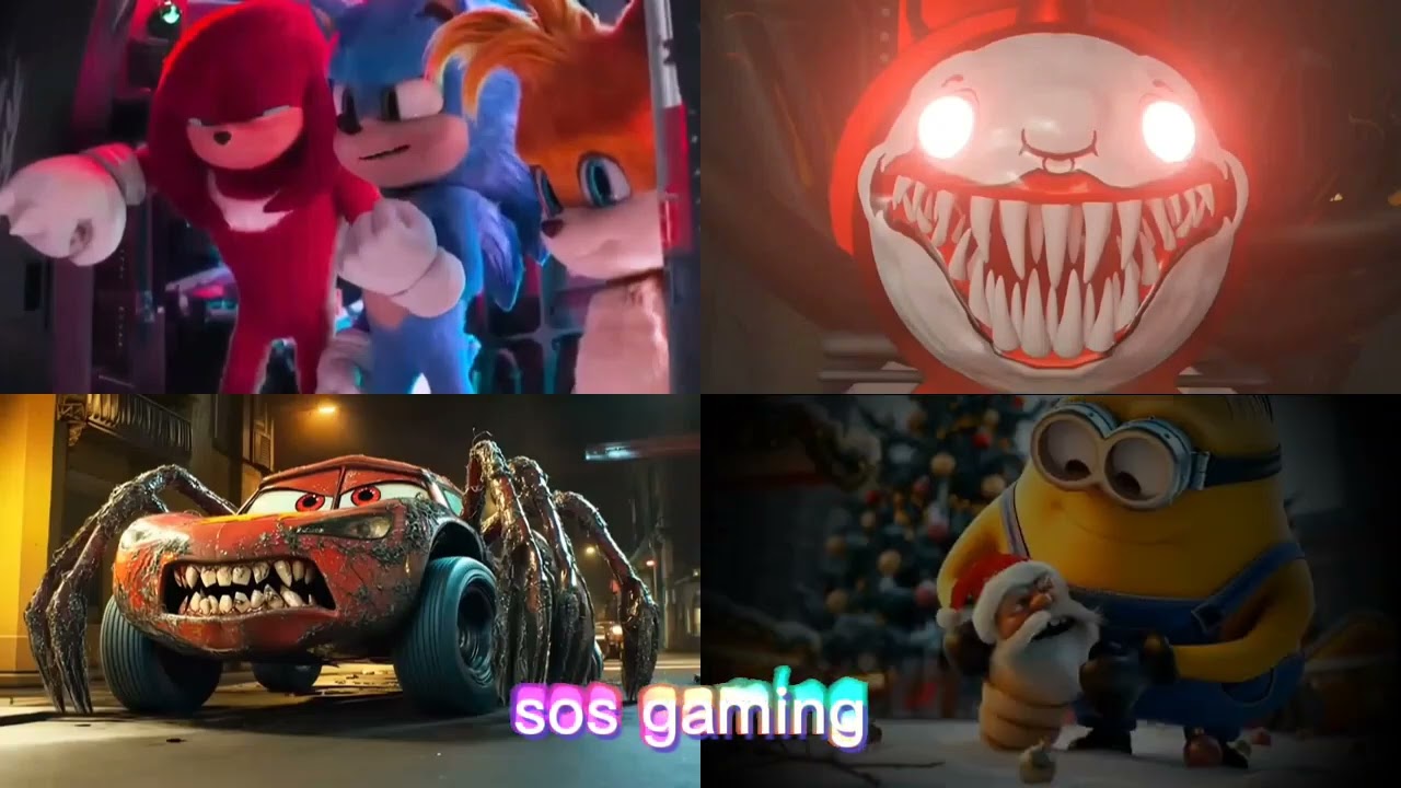 sonic the hedgehog 3 🆚 MCQUEEN HEAD EATER choo-choo Charles spider 🆚Santa.exe