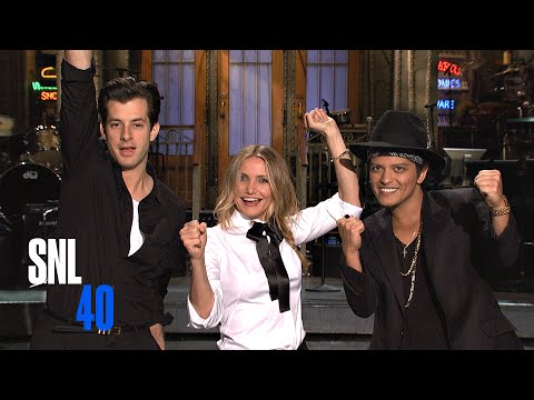 Cameron Diaz Guides Mark Ronson and Bruno Mars Through SNL Promos