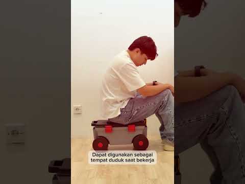 Gambar Maxbuilt Kotak Perkakas Dengan Tempat Duduk & Roda - Hitam