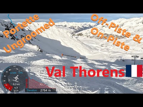 [4K] Skiing Val Thorens Les3Vallées, La Portette Going Off-Piste and On-Piste, France, GoPro HERO11