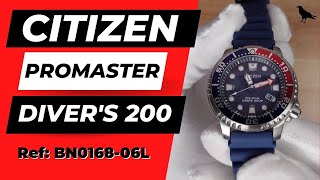 CITIZEN PROMASTER DIVER'S 200 Watch review|Eco-drive Ref:BN0168-06L/ Affordable Dive watch