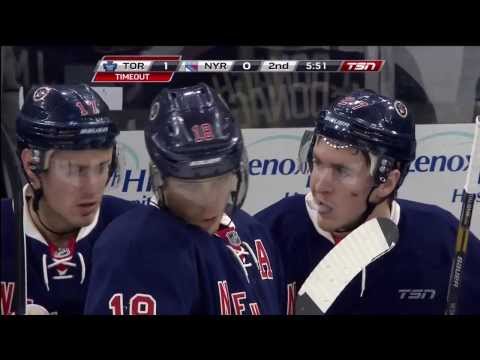 Marc Stall Wearing an extra long Virgin Visor - Leafs vs Rangers - Mar 5th 2014 (HD)