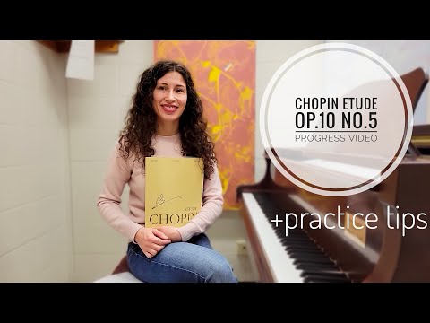 Chopin Etude Op. 10. No. 5. Progress Video: 1 month and 3 weeks later. With advice on practice tips!
