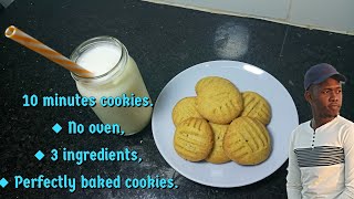 3 ingredient cookies || Easy cookie recipe using 3 ingredients || baking without an oven