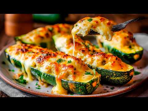 Stuffed Zucchini Boats with Pear and Mushroom Filling