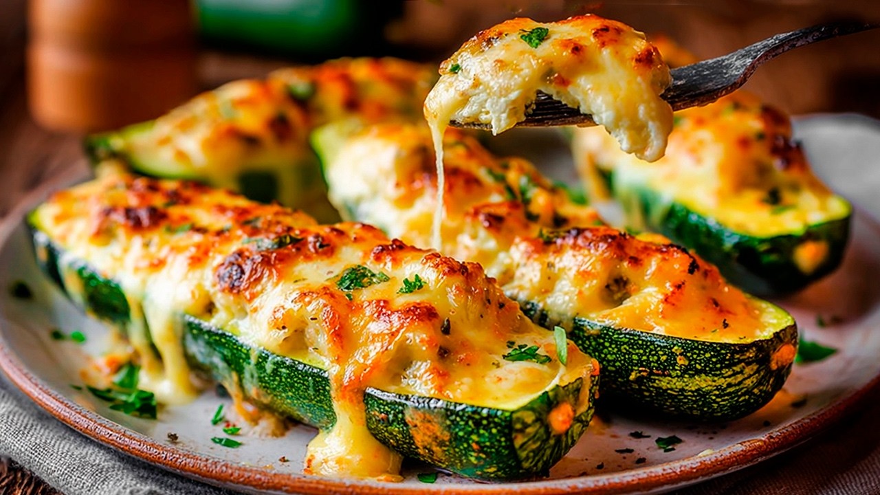 Stuffed Zucchini with Mushrooms, Vegetables, and Pear by Frische Rezepte — recipe photo