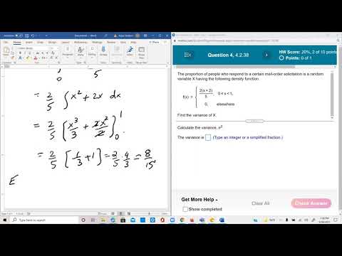 Probability and Statistics Lesson 38:  Standard Deviation and Variance of a Continuous Variable