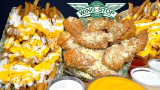 ASMR MUKBANG EXTRA RANCH WINGSTOP CHICKEN & CHEESY VOODOO FRIES | WITH CHEESE & RANCH