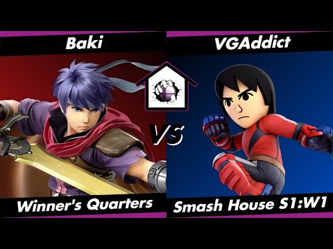 Smash House S1:W1 WQF - Baki (Ike) vs VGAddict (Mii Brawler)